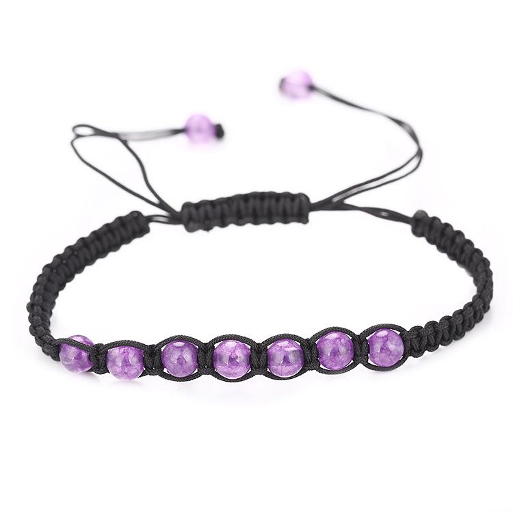Burst Hand-Woven Amethyst Round Bead Shambhala Bracelet Bracelet