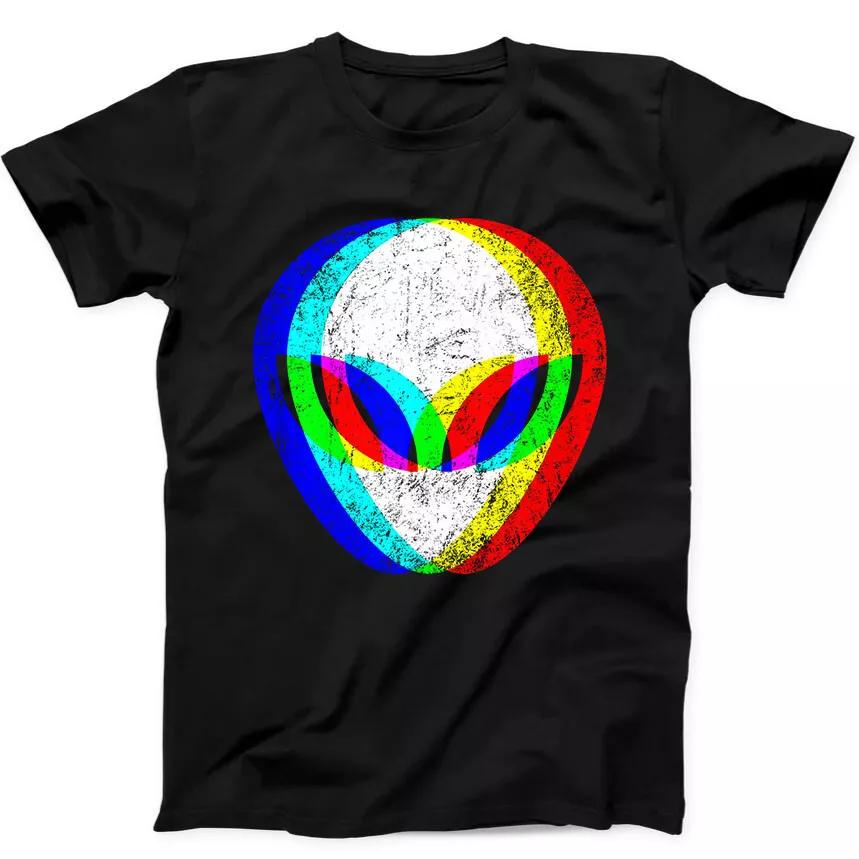 Alien Head Trippy Techno Rave Edm Music Funny Gift Tee Black T Shirt 389