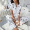 Butterfly Pattern Pajamas Women's Suit Summer New Temperament V-neck Loose Short-sleeved Loungewear Two-piece Suit Pajamas