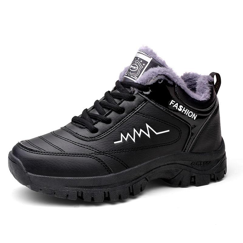 

New cotton shoes in autumn and winter, waterproof casual shoes with leather surface, velvet sports shoes to keep warm 35
