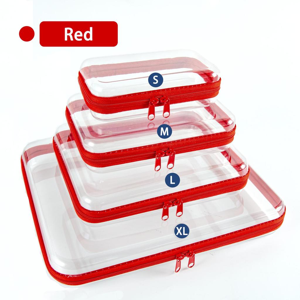 Large Clear Zipper Travel Organizer Bag for Pet Clothes & Toiletries - Hard Storage Box with High Capacity