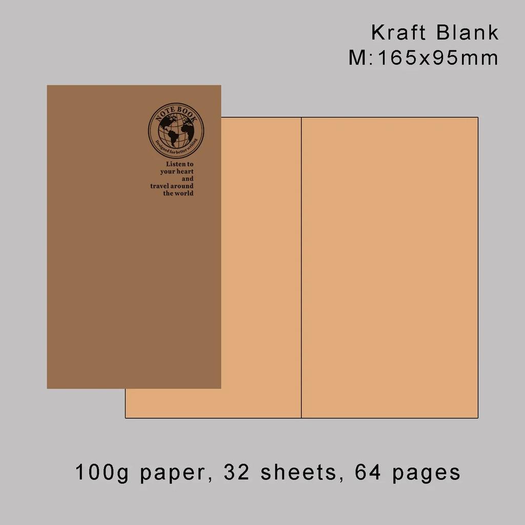 Retro Foil Gold Cover Travelers Notebook Refill Filler Paper for Midori Notebook and Journal Insert Refill Standard Passport