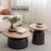 Round Cream Iron Art Coffee Table for Small Apartments - Simple, Modern Living Room Style