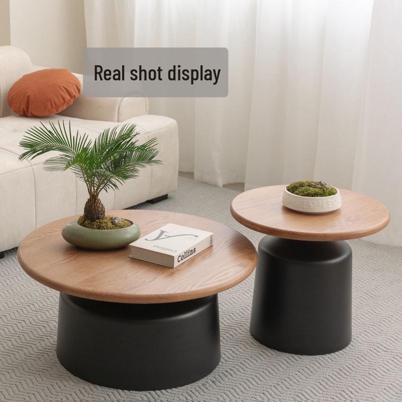 Round Cream Iron Art Coffee Table for Small Apartments - Simple, Modern Living Room Style
