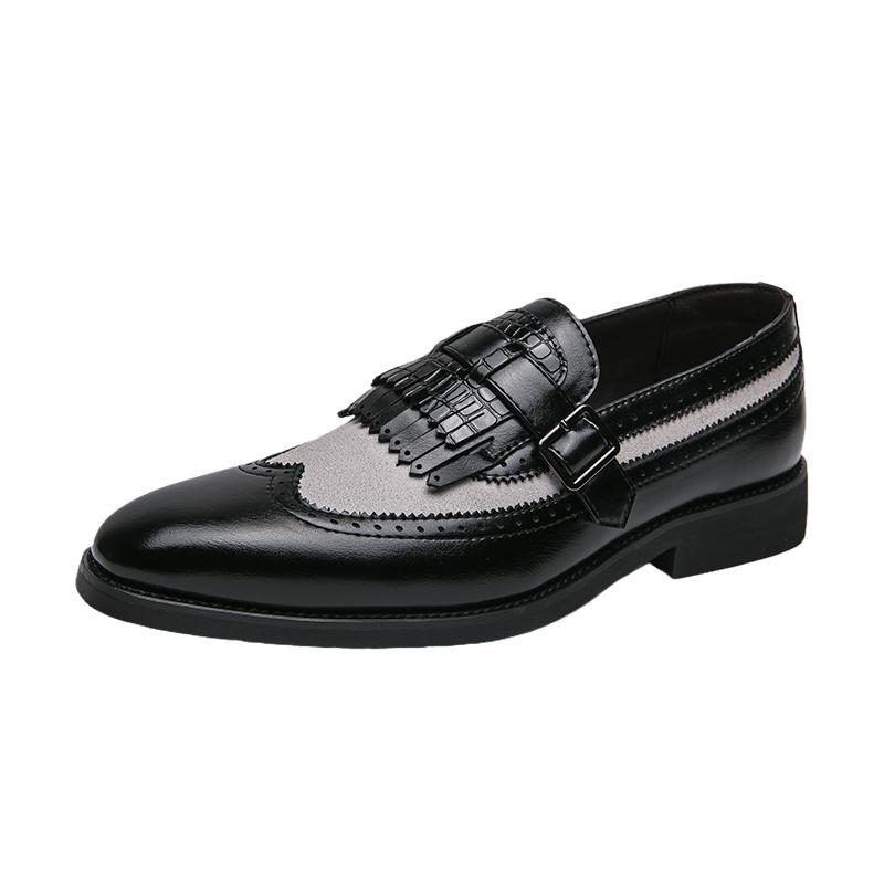 

trendy tassel colors are paired with soft-soled anti-slip and wear-resistant pointed - toe wedding shoes and men s Leather shoes 46 чорний