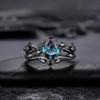 Ring Gun Black Inlaid Sea Blue Diamond Ring Engagement Jewelry Women
