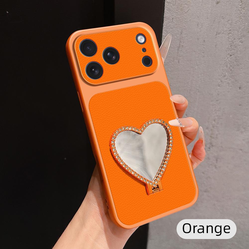 Phone Case For RedMi 15 15C 14C 13 13C 12 12C 10C 9C 9A 9 4G 5G with Heart-Shaped Mirror Kickstand Cover