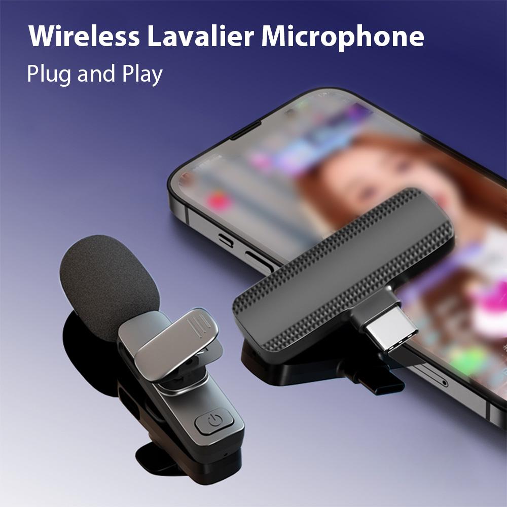 Wireless Lavalier Microphone System Single Microphone Noise Reduction Wireless Transmission Lightweight Plug and Play