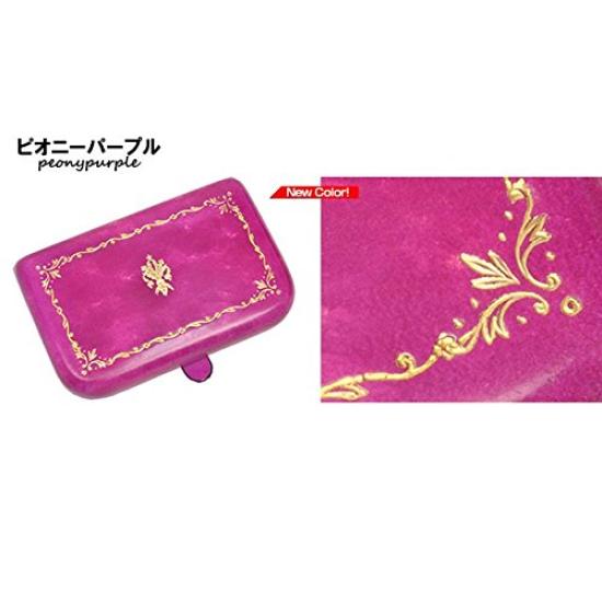 Business Card Holder Made In Italy Florence Card Case Genuine Leather Calf Leather Stamped with 22K Gold [Peroni] (Peony Purple)