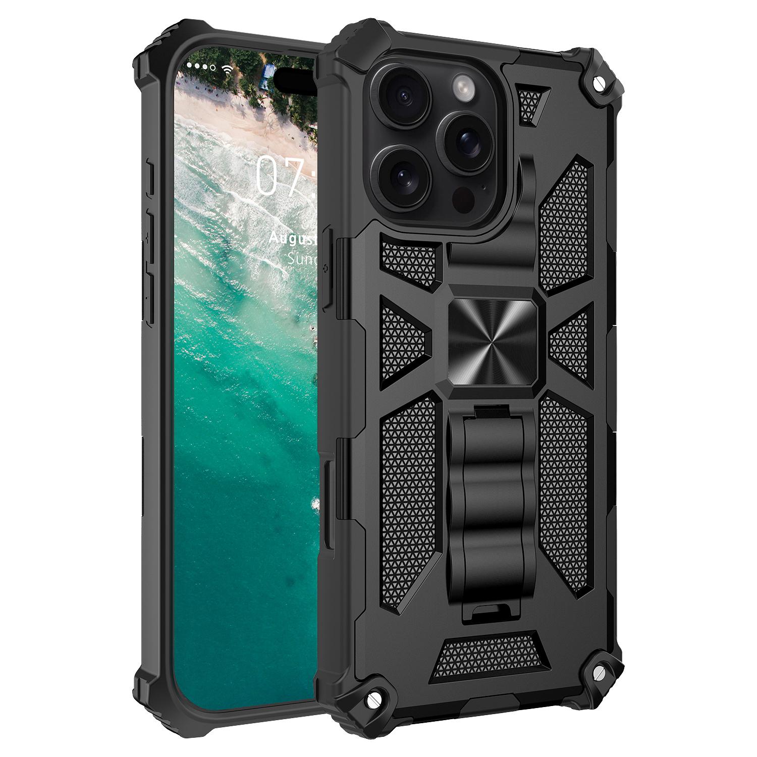 

For iPhone 16 Pro Phone Case Kickstand Drop Protection PC+TPU Back Cover Blue