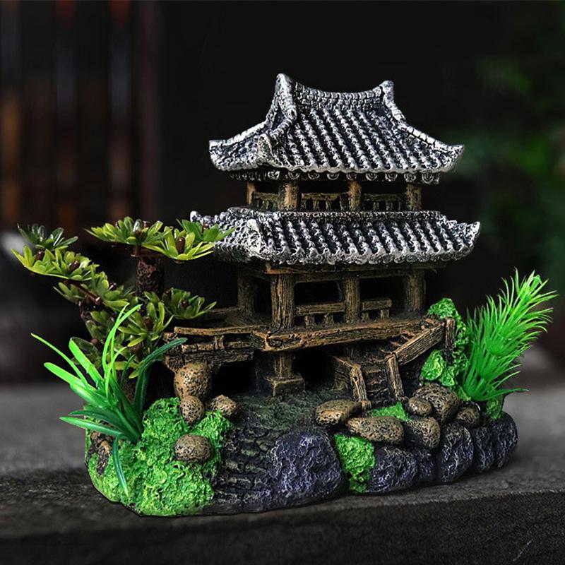 Simulation Decoration Fish Tank Ornament Ornament Resin Aquarium Ornament Fish Tank Landscape House Model Aquarium Ornament