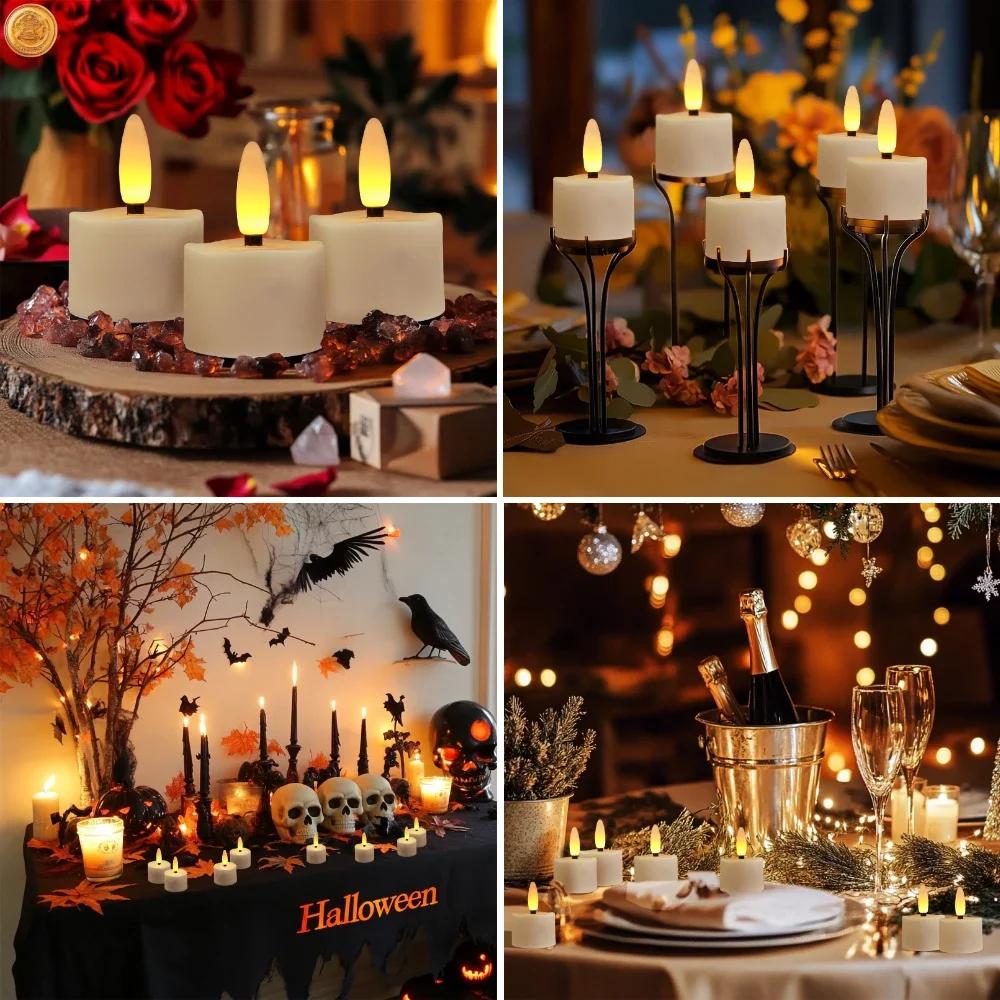6/12Pack Rechargeable Flameless Candles Flickering LED Tea Light Candles 3D Wick Battery Operated  Electronic Candle Lamp