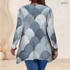 Women Plus Size V Neck Long Sleeve Watercolor Printed Asymmetric Hem Tunic Top