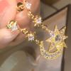 925 Silver Design Simple Advanced White Zircon Earring Temperament French Fairy Star-Moon Earrings Party Dating Jewelry Gift