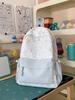 Schoolbag milky white fresh floral cute bear patchwork student backpack for students and healing style gentle bestie travel mini backpack