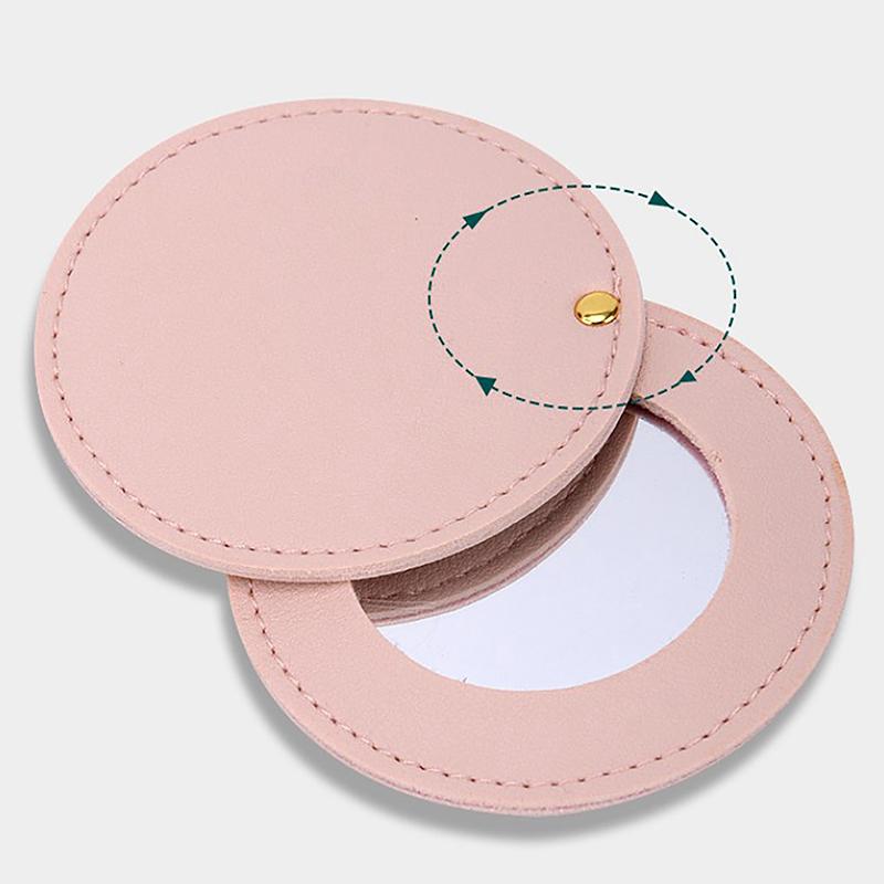 Compact Mirrors Unbreakable Stainless Steel Mirror With Pu Leather Sleeve Mini Portable Makeup Mirror For Purse Pocket Travel