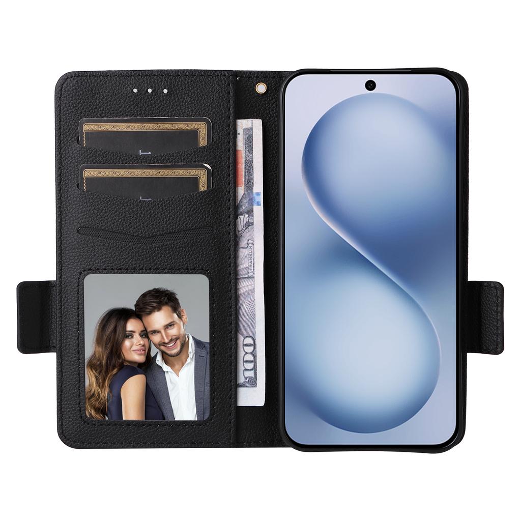 For Vivo X200 FE 5G/S30 Pro Mini 5G Case with Wrist Strap Litchi Texture PU Leather Wallet Phone Cover