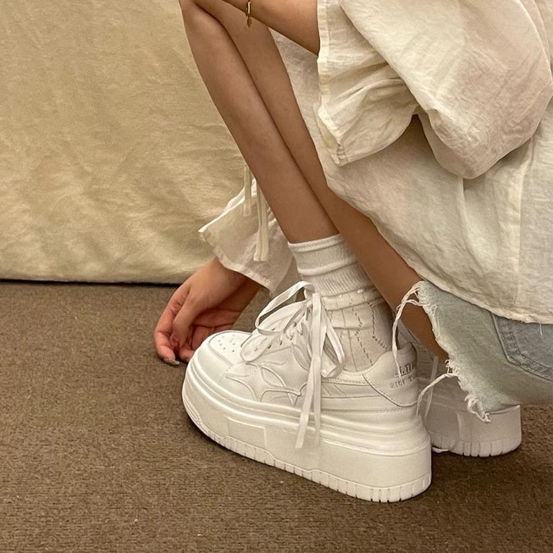 Board shoes student versatile heightening platform white shoes women's casual new spring and summer lightweight retro sports shoes