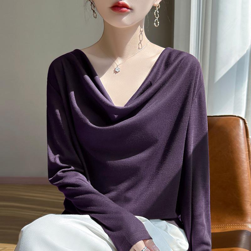 Elegant French One-Shoulder Knit Sweater - Women's Autumn/Winter Loose Collar, Warm and Stylish