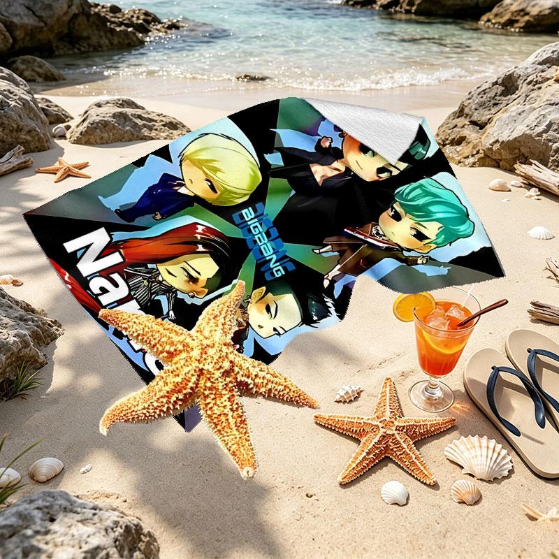 Custom Name Personalized BIGBANG Print Beach Towel, for Trip Camping Beach Party Home Decor, Birthday Gift for Family & Friends