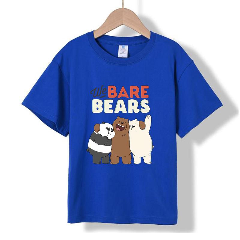 XH71 MINISO 2026 Summer New We Bare Bears Printed Cotton Round Neck T-shirt for Children Aged 1-16, Boys and Girls
