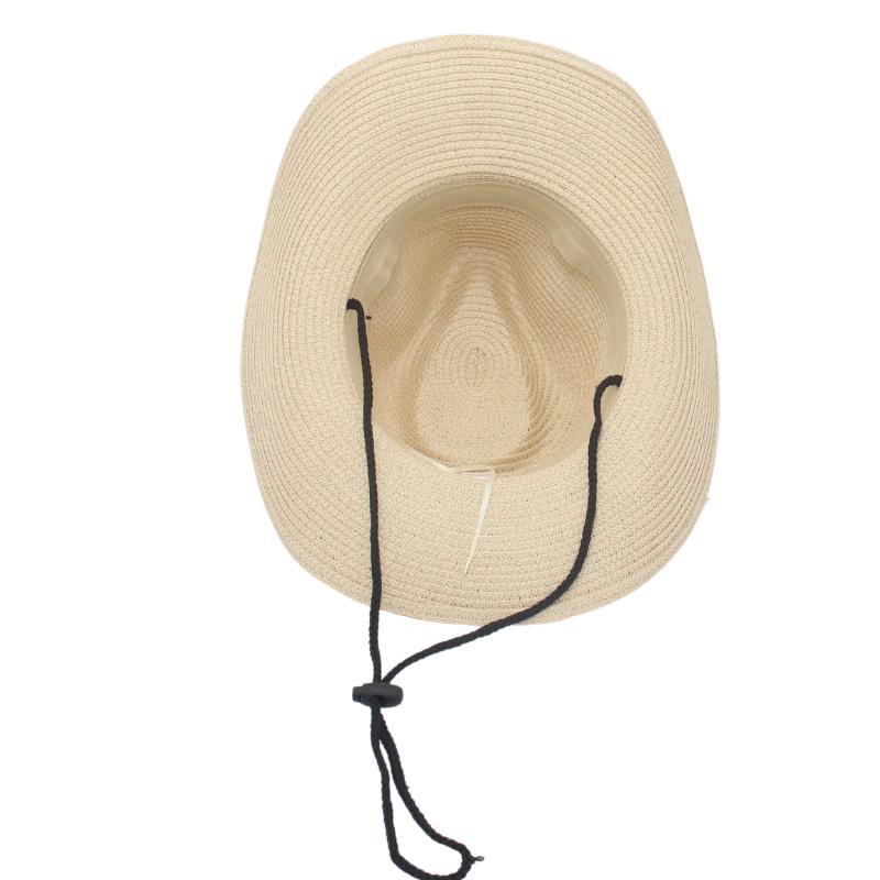 Panama Straw Hat Western Cowboy Men And Women Travel Sunscreen Sunshade Warped Edge Hawaiian Beach Sun Hat