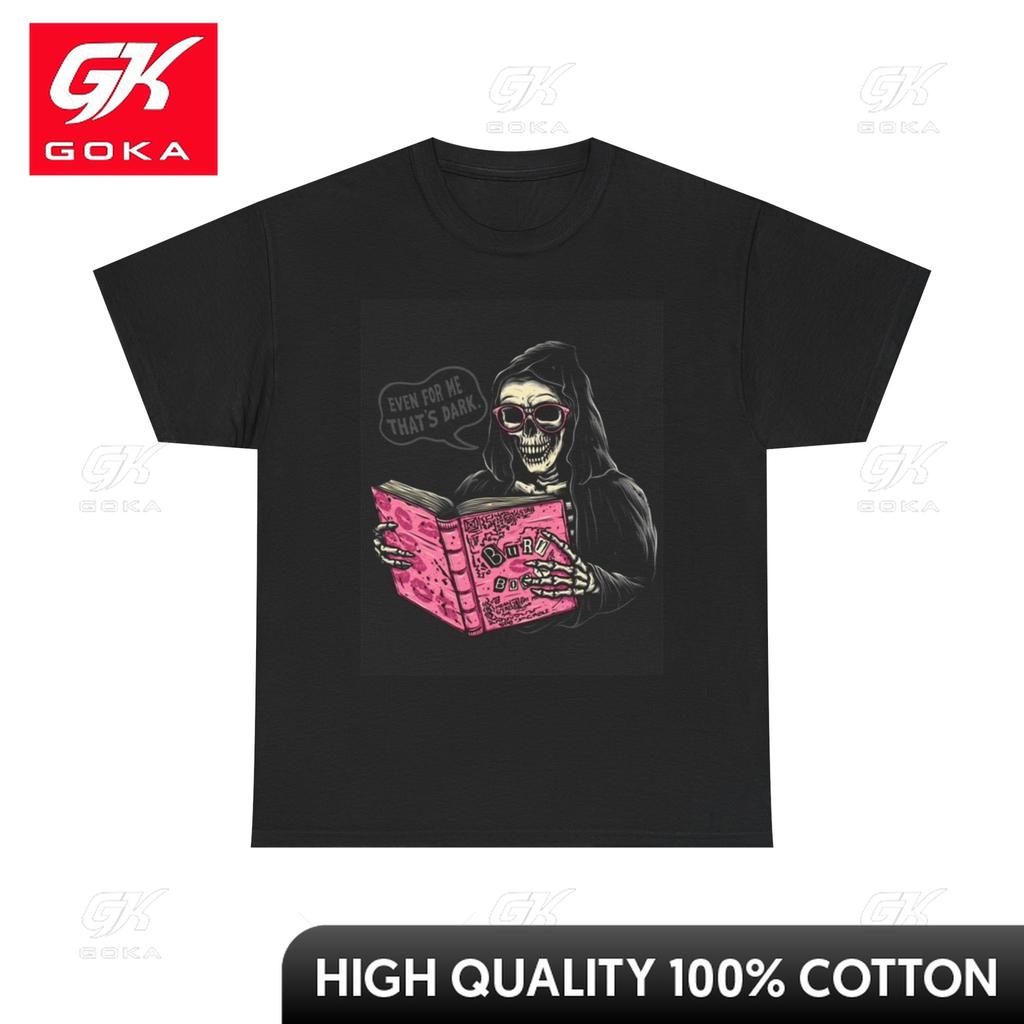 Funny Death Graphic T Shirt Skeleton Grim Reaper Comedy Unisex Heavy Cotton Tee Perfect Present Bright Whimsical TShirt