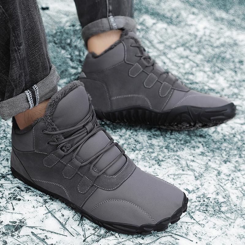 Men Winter Snow Boots Running Sneakers Non Slip Casual Barefoot Shoes Waterproof High Top Ankle Shoes for Travel Climbing Hiking