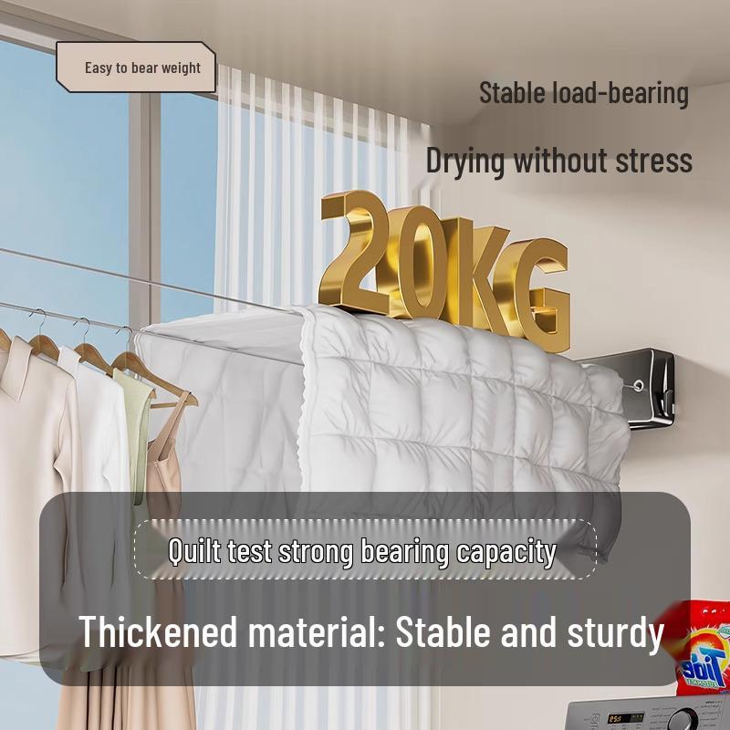 Uscător de rufe dublu retractabil - Uscător invizibil fără găuri pentru balcon interior/baie, cablu din sârmă de oțel