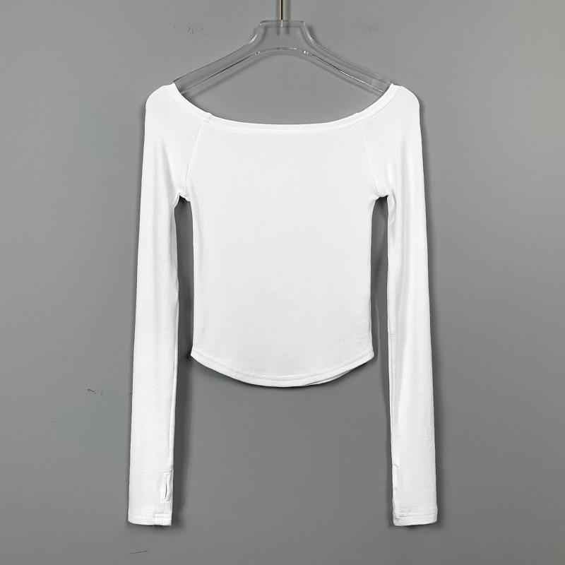 

Корейская стильная приталенная женская футболка с открытыми плечами и длинными рукавами Dongdaemun One Size белый
