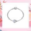 NINGAN Photo 925 Sterling Custom Engraved Heart Round Bead Dangle for Bracelets and Sterling Cubic Zirconia Charm, Silver, Necklaces, Women, Girls,