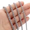 Silver Color Choker Cool Heavy Link Braided Wheat Chain Stainless Steel Necklace Metal Collar