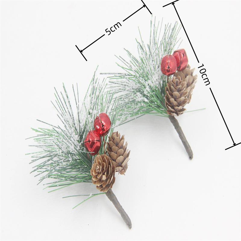 Snowflake Series Bell Beads Bouquet: Christmas Red Bean & Pine Decoration