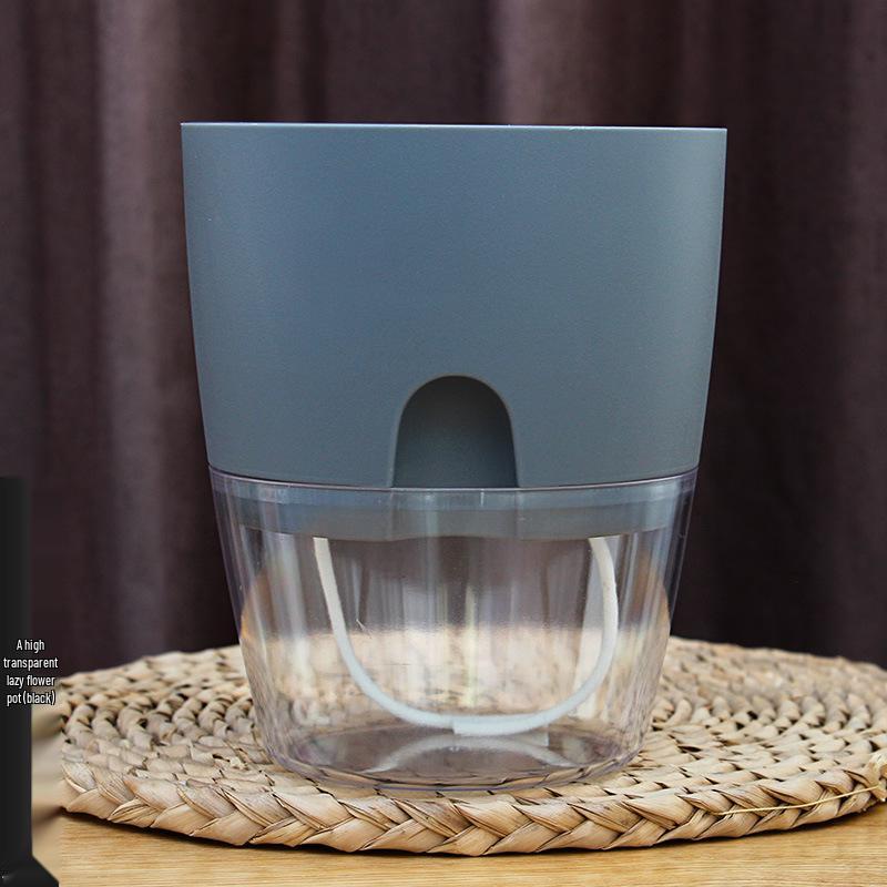 Transparent Double-Layer Self-Watering Pothos Pot - Large Round Design