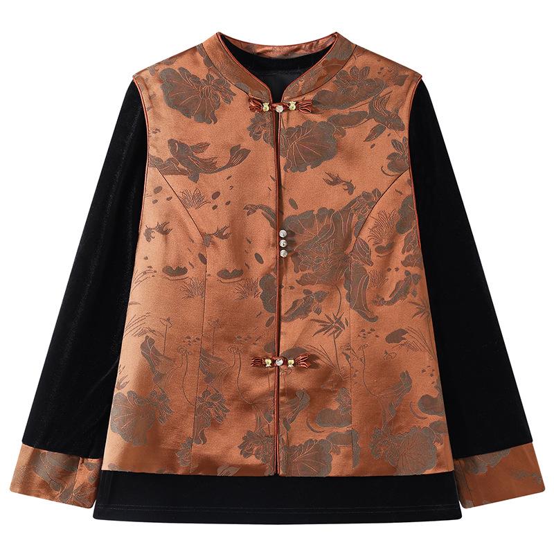 Stylish Spring Three-Piece Set: Chinese-Style Vest, Inner Top, and Pants for Middle-Aged and Elderly Women