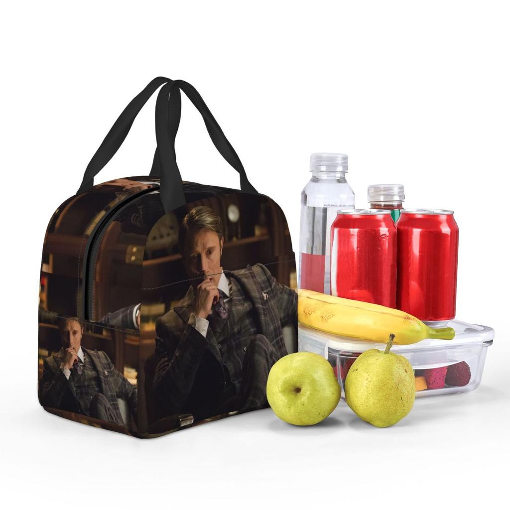 Mads Mikkelsen Hannibal Lecter (Hannibal TV) Insulated Lunch Bag for Women Children Portable Food Boxes Thermal Lunch Box Tote