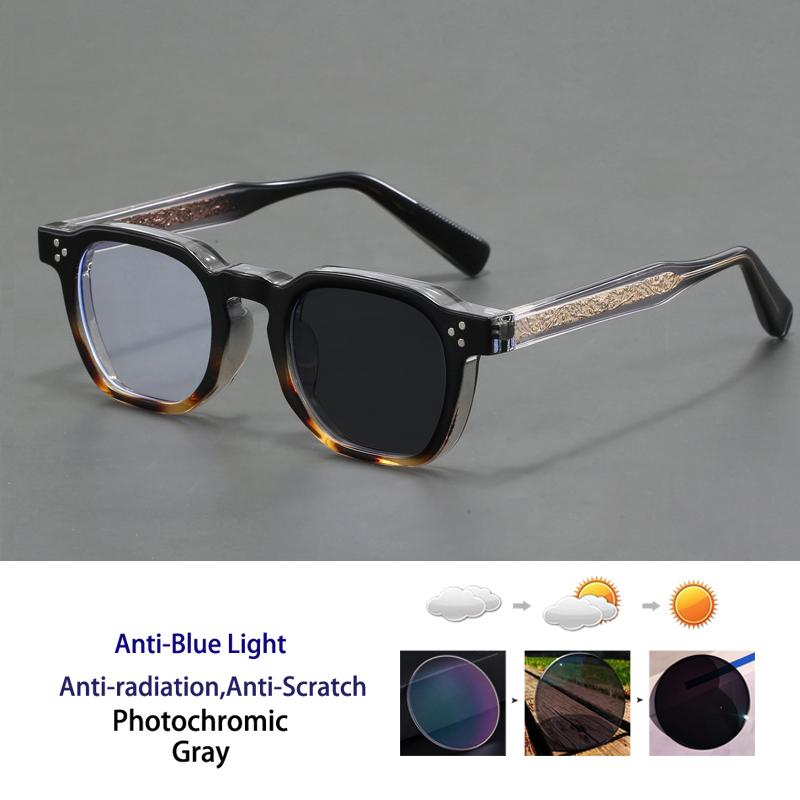 High-Quality Acetate Fiber Board Retro Small Frame Glasses For Men And Women Blue Light Blocking Photochromic Reading Glasses