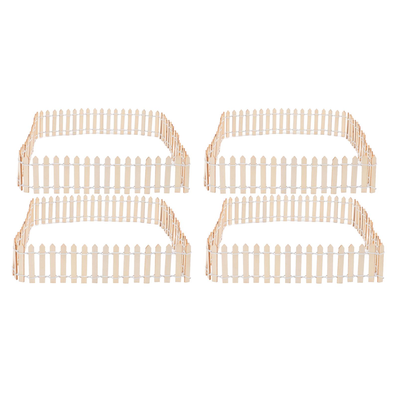 

4pcs Miniature Fairy Garden Fence Wood Picket Ornament Fence DIY Garden Accessories for Dollhouse Succulent Plant Pot