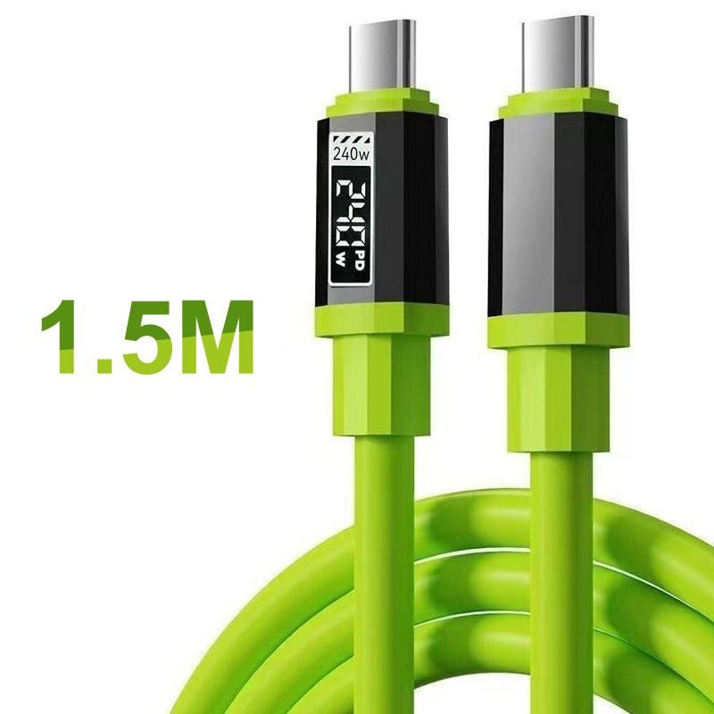 240W USB C Cable With Power Display Fast Charging Charger For IPhone 15 16 17 Samsung Xiaomi Huawei Phones Type C Cord 1-2m