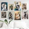 Cuplu Abstract Sărut Îmbrățișare Erotic Nud Iubitori Îmbrățișând Fantezie Sexuală Poster Artă de Perete Imagini Pictură pe Pânză Cameră Decor Acasă