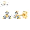 1 Pair Right Grand ASTM F136 Titanium 20G Trinity CZ Stud Earrings Simple Hypoallergenic Triple Flower Cartilage Earring Set