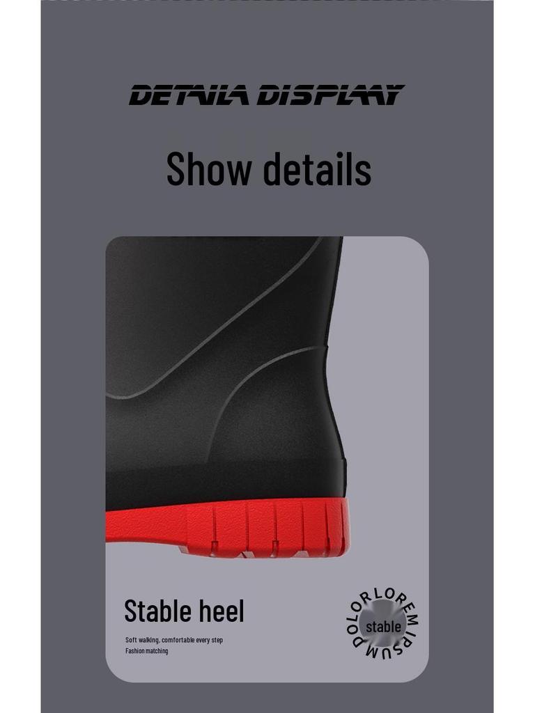 Men's Waterproof Mid-Calf Rubber Rain Boots – Wear-Resistant, Anti-Slip, Fashionable & Simple Design