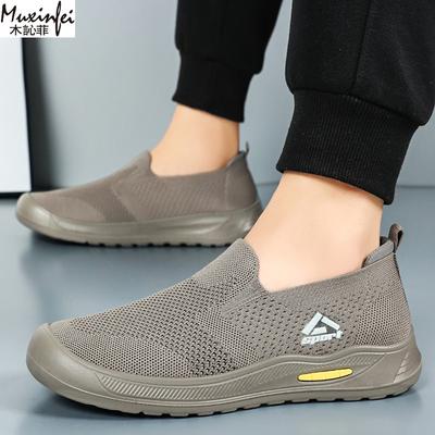 Fashion Men's Summer Shoes Fabric Shoes Sneaker New Breathable Mesh Lazy Shoes Soft Soled Men's Fabric Casual Sneaker Sale