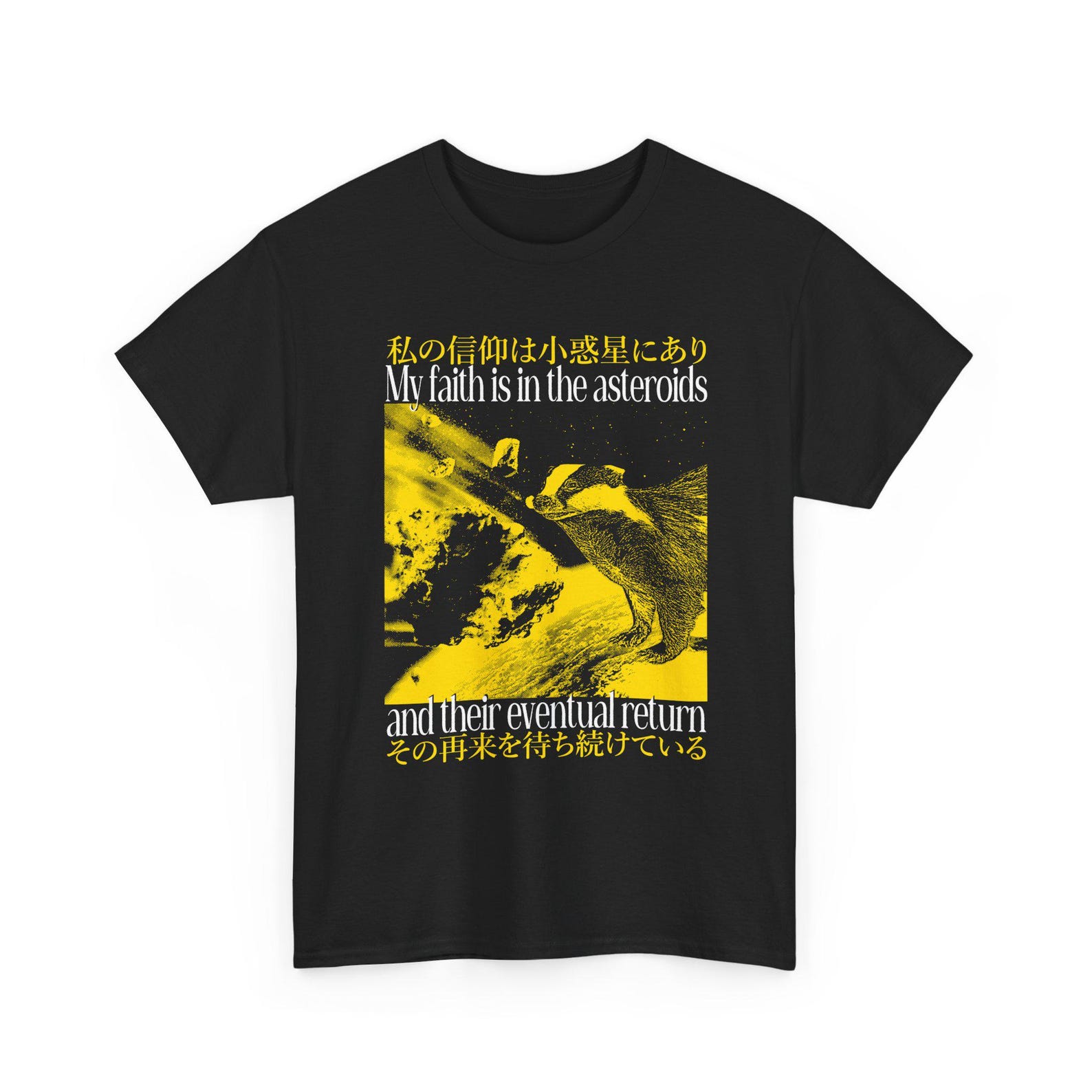 My Faith Is in the Asteroids Funny Japanese Badger T-Shirt XL