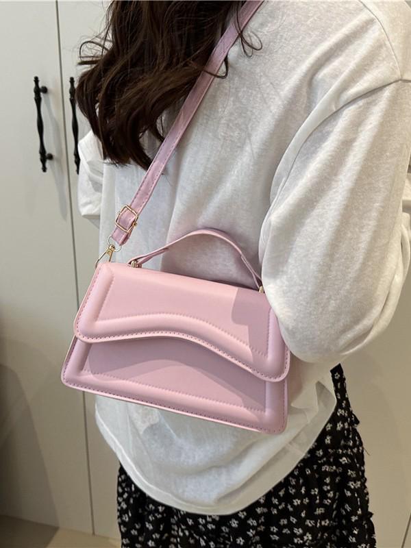 Retro Solid Color Crossbody Bag - Fashionable Simple Design, Commuting Shoulder Handbag, Small Square Shape