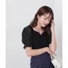 Proportion Body Dressing Sheer Gathered Sleeve Knit White Women's Sweater,