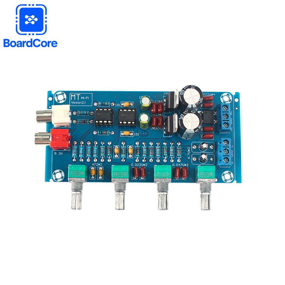 XH-M164 Amplifier Board NE5532 Stereo Pre-amp Preamplifier Tone Board Audio 4 Channels Amplifier Module Control Circuit
