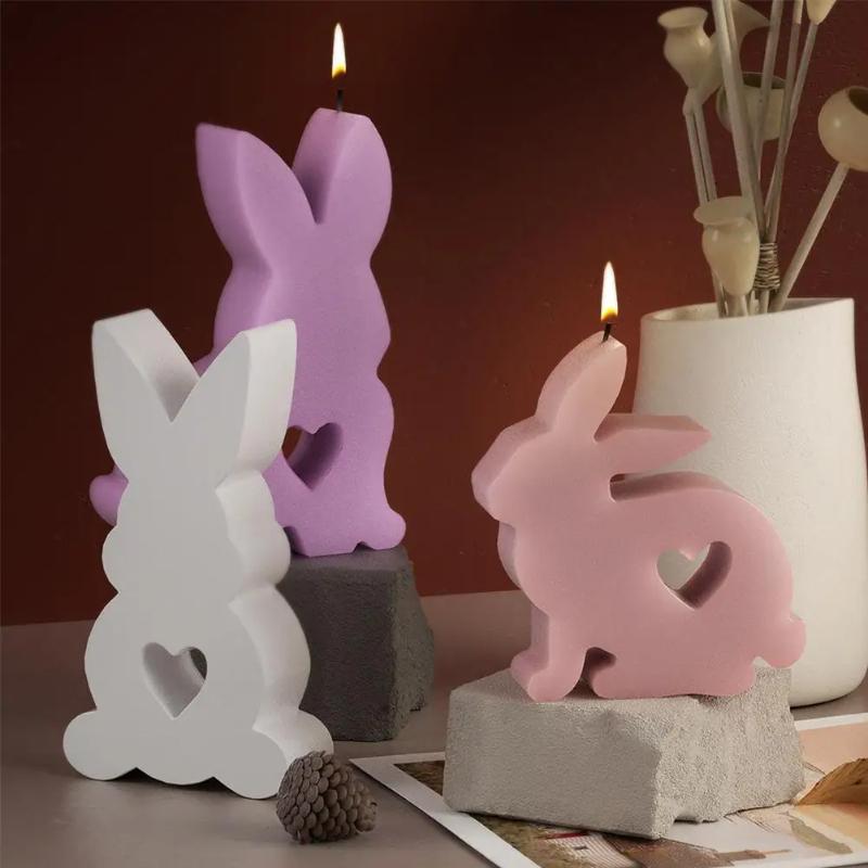Easter Candle Molds Cute Rabbit Jelly Mould, Non-Stick Easter Fondant Molds, Reusable DIY Silicone Bunny Mold For Fondant Soap
