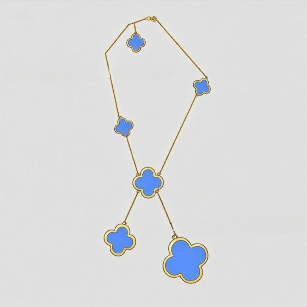 High Version Double-sided Lucky Four-leaf Clover 6-flower Necklace Female Mother-of-pearl Pendant Clavicle Chain