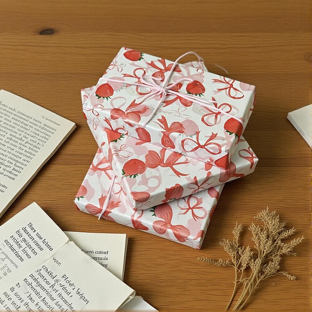 10 Sheets 50x35cm Bowknot Tissue Paper Gift Wrapping Paper Silver Snowflake Strawberry Flower Bouquet Packaging Decoration Paper